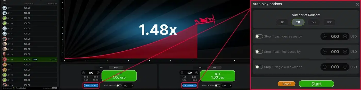 Mode de jeu automatique et paris
